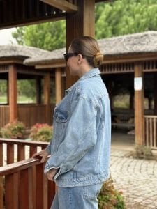 Orjinal BDG İŞLEMELİ Mavi kot ceket