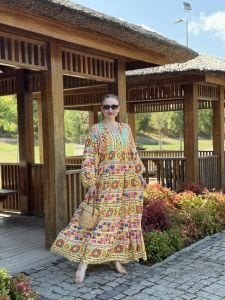 Gökkuşağı Viskon Seçil elbise