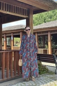 Begonya Viskon gömlek elbise kırmızı