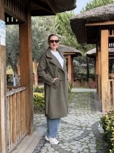 Astarlı Kuşaklı Kaşe Kaban Haki