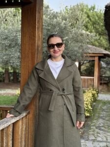 Astarlı Kuşaklı Kaşe Kaban Haki