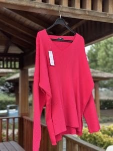 Fuşya triko fitilli takım