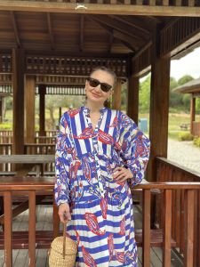 Morcivert  Sely çiçek katleya elbise