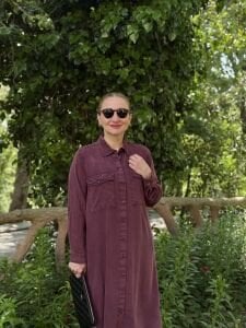 A.akay tensel denim Cep kapaklı takım mürdüm