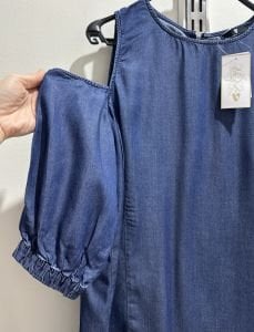 Orjinal marka omuz detaylı tensel kot elbise