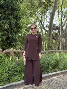 A.akay Toka detaylı SANDY takım kahve (4102)