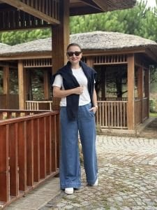 Orjinal COS beli lastikli kot pantolon