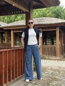 Orjinal COS beli lastikli kot pantolon