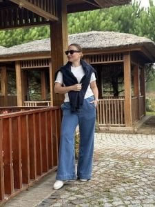 Orjinal COS beli lastikli kot pantolon