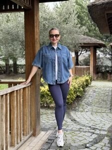 Orjinal Mng kısa kol kot gömlek mavi