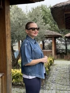 Orjinal Mng kısa kol kot gömlek mavi