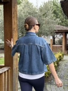 Orjinal Mng kısa kol kot gömlek mavi