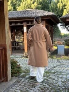 Astarlı Kuşaklı Kaşe Kaban Camel