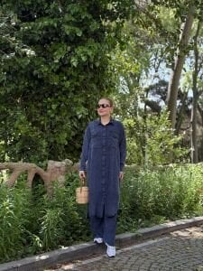 A.akay tensel denim Cep kapaklı takım indigo
