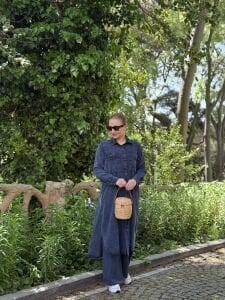 A.akay tensel denim Cep kapaklı takım indigo