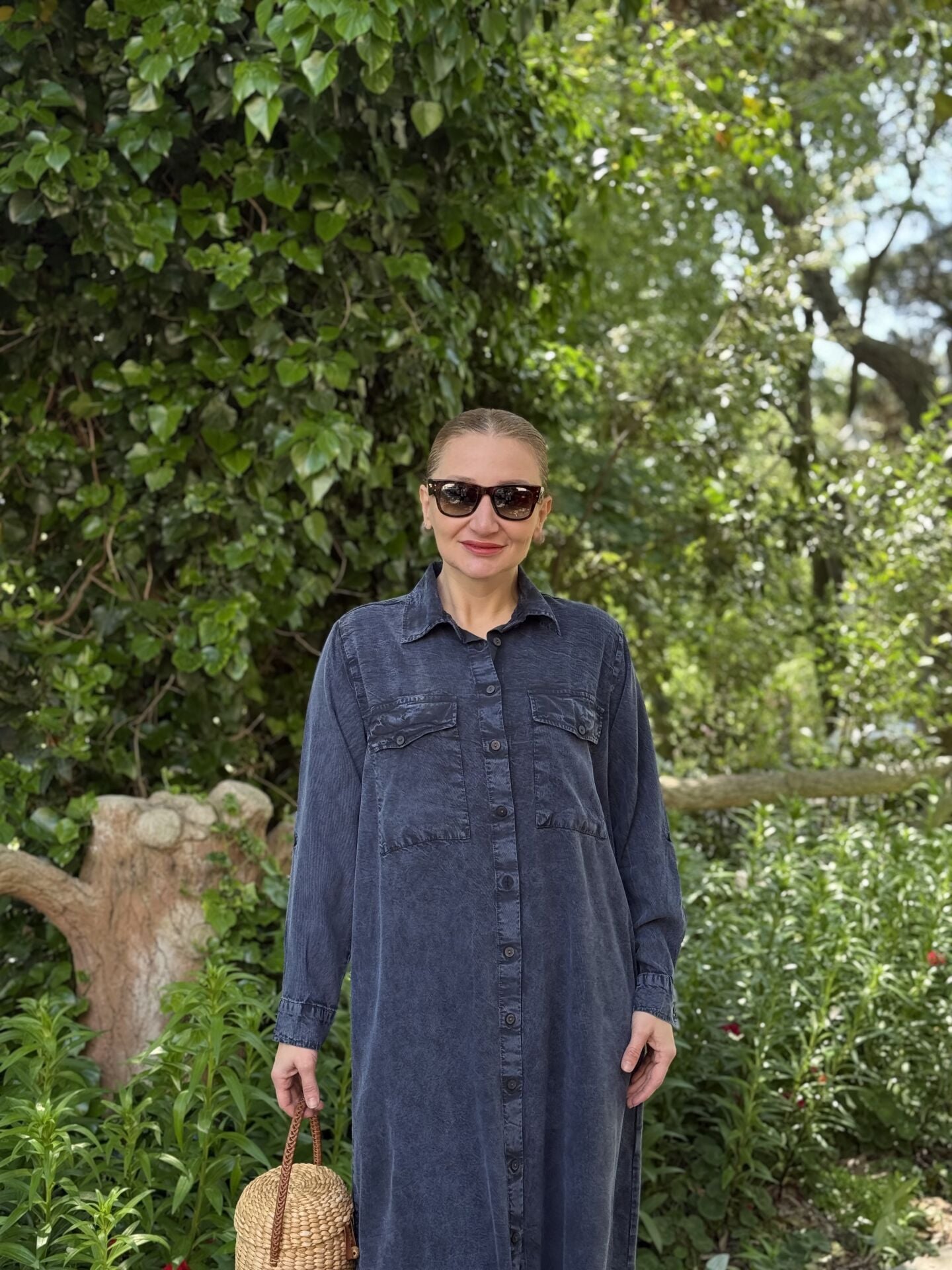 A.akay tensel denim Cep kapaklı takım indigo