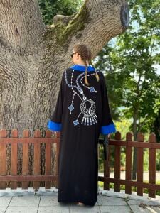 Düşkapanı nakışlı tasarım viskon elbise