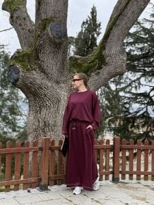 Flamenko ipek oysho etek Takım bordo