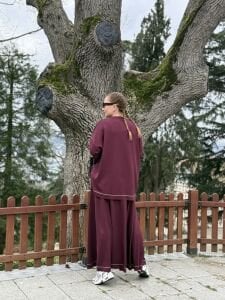 Flamenko ipek oysho etek Takım bordo