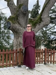 Flamenko ipek oysho etek Takım bordo