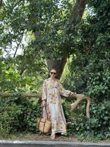 Bej nergiz katleya elbise