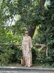 Bej nergiz katleya elbise