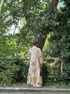 Bej nergiz katleya elbise