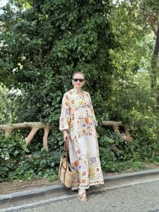 Bej nergiz katleya elbise