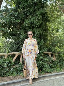 Bej nergiz katleya elbise