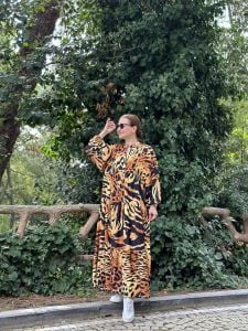 Belmondo viskon leopar katleya elbise