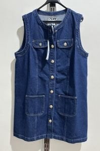 Orjinal marka düğme detaylı kot elbise laci