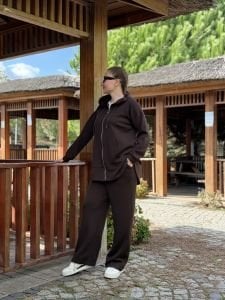 2263 Oysho takım fermuarlı Kahve