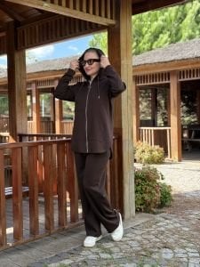 2263 Oysho takım fermuarlı Kahve