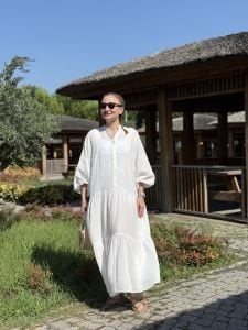 Beyaz Müslin elbise