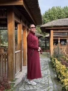 Bordo kemerli ceylo elbise