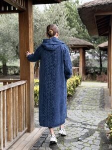 6002 A.Akay Kapişonlu ithal kap indigo