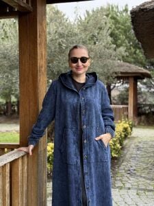 6002 A.Akay Kapişonlu ithal kap indigo