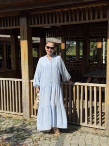 Bebe mavi Müslin elbise