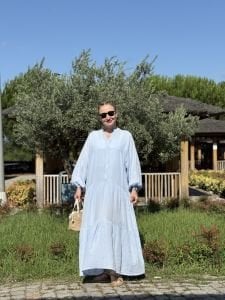 Bebe mavi Müslin elbise