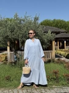 Bebe mavi Müslin elbise