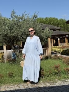 Bebe mavi Müslin elbise