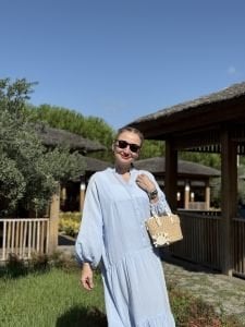 Bebe mavi Müslin elbise