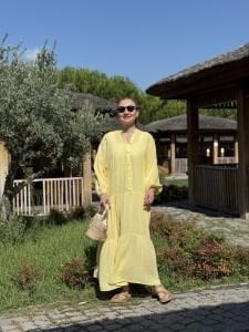 Sarı Müslin elbise