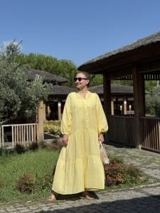 Sarı Müslin elbise