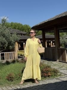 Sarı Müslin elbise