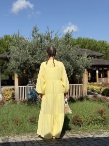 Sarı Müslin elbise