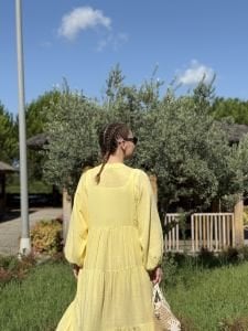 Sarı Müslin elbise