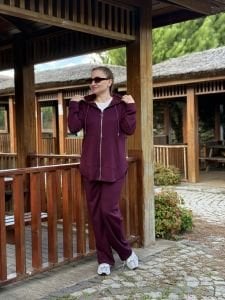 2263 Oysho takım fermuarlı Mürdüm