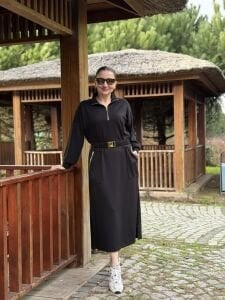 Siyah kemerli ceylo elbise