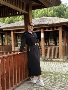 Siyah kemerli ceylo elbise